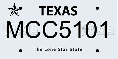 MCC5101 Texas License Plate