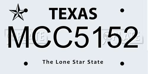 MCC5152 Texas License Plate