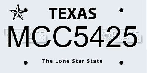 MCC5425 Texas License Plate
