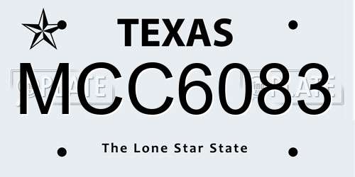 MCC6083 Texas License Plate
