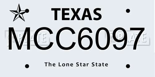 MCC6097 Texas License Plate