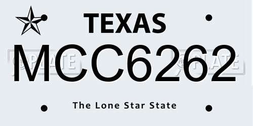 MCC6262 Texas License Plate