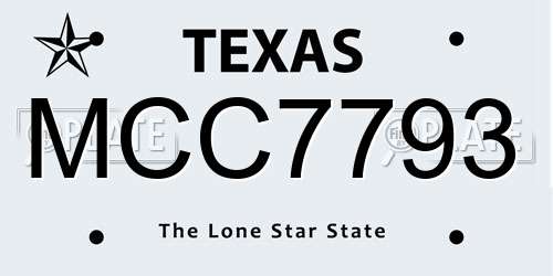 MCC7793 Texas License Plate