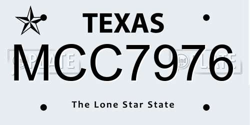 MCC7976 Texas License Plate