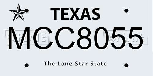 MCC8055 Texas License Plate