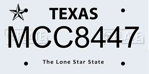 MCC8447 Texas License Plate