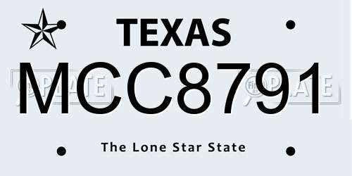 MCC8791 Texas License Plate