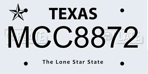 MCC8872 Texas License Plate