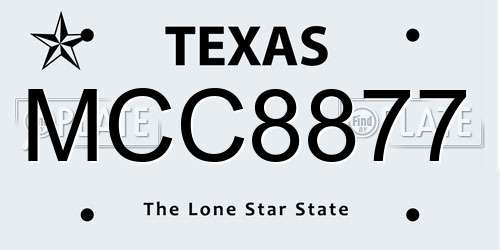 MCC8877 Texas License Plate