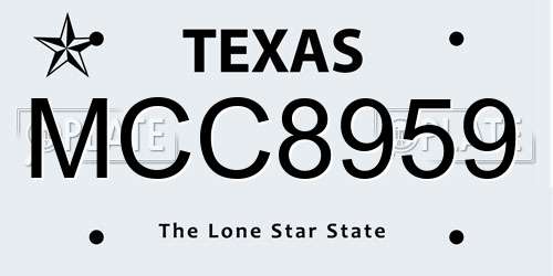 MCC8959 Texas License Plate