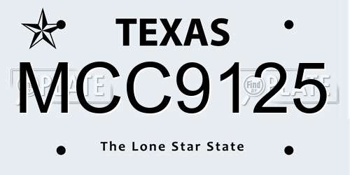 MCC9125 Texas License Plate