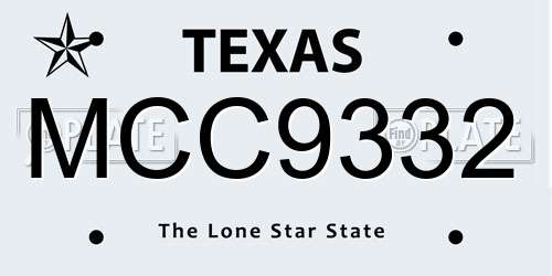 MCC9332 Texas License Plate
