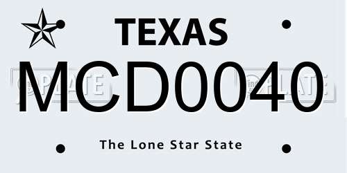 MCD0040 Texas License Plate