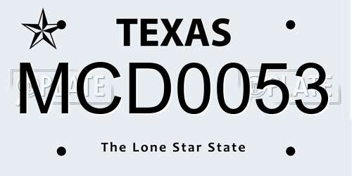MCD0053 Texas License Plate