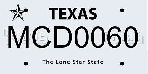 MCD0060 Texas License Plate