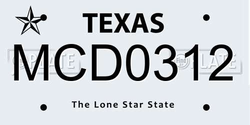 MCD0312 Texas License Plate