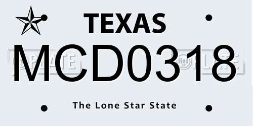 MCD0318 Texas License Plate