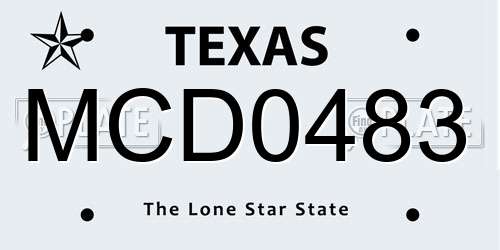 MCD0483 Texas License Plate