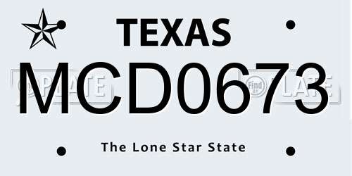 MCD0673 Texas License Plate