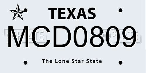 MCD0809 Texas License Plate