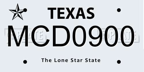 MCD0900 Texas License Plate
