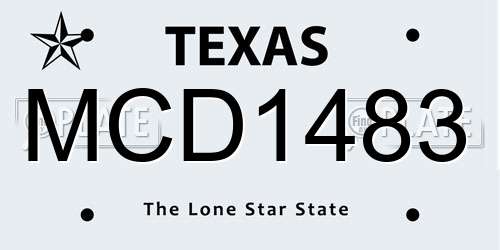 MCD1483 Texas License Plate