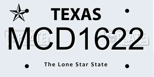 MCD1622 Texas License Plate