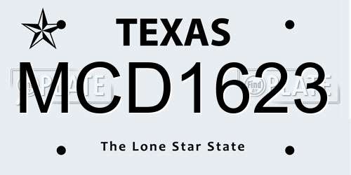 MCD1623 Texas License Plate