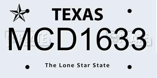 MCD1633 Texas License Plate