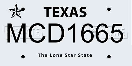 MCD1665 Texas License Plate
