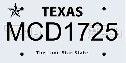 MCD1725 Texas License Plate