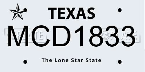 MCD1833 Texas License Plate