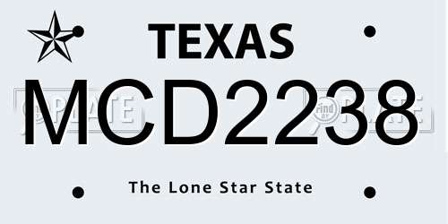 MCD2238 Texas License Plate