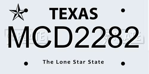 MCD2282 Texas License Plate