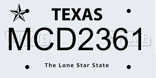 MCD2361 Texas License Plate