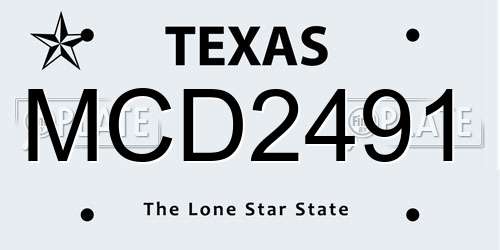 MCD2491 Texas License Plate