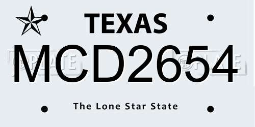 MCD2654 Texas License Plate