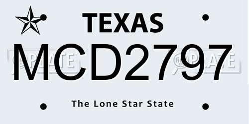 MCD2797 Texas License Plate