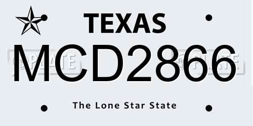 MCD2866 Texas License Plate