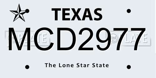 MCD2977 Texas License Plate