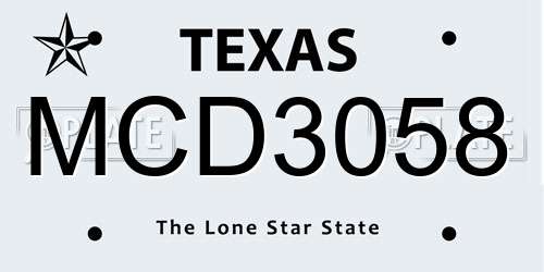 MCD3058 Texas License Plate