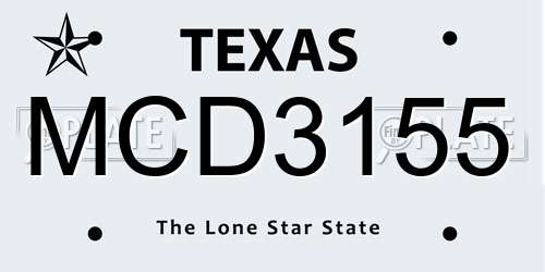MCD3155 Texas License Plate