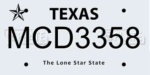 MCD3358 Texas License Plate