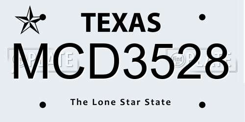 MCD3528 Texas License Plate