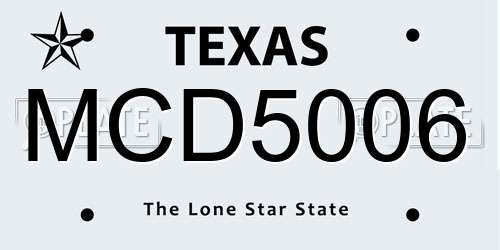 MCD5006 Texas License Plate