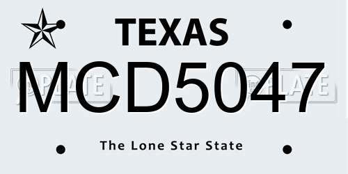 MCD5047 Texas License Plate