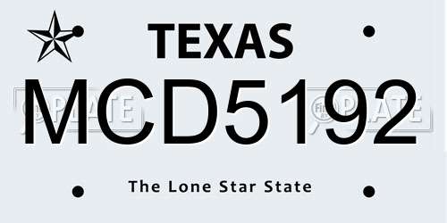 MCD5192 Texas License Plate
