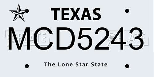 MCD5243 Texas License Plate