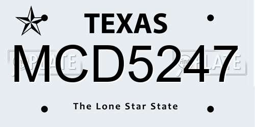 MCD5247 Texas License Plate