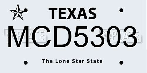 MCD5303 Texas License Plate
